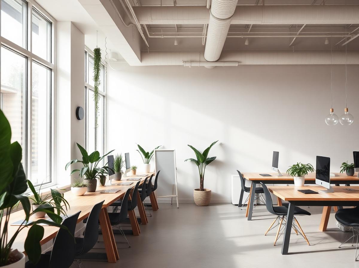 A bright Australian office with plants and natural light